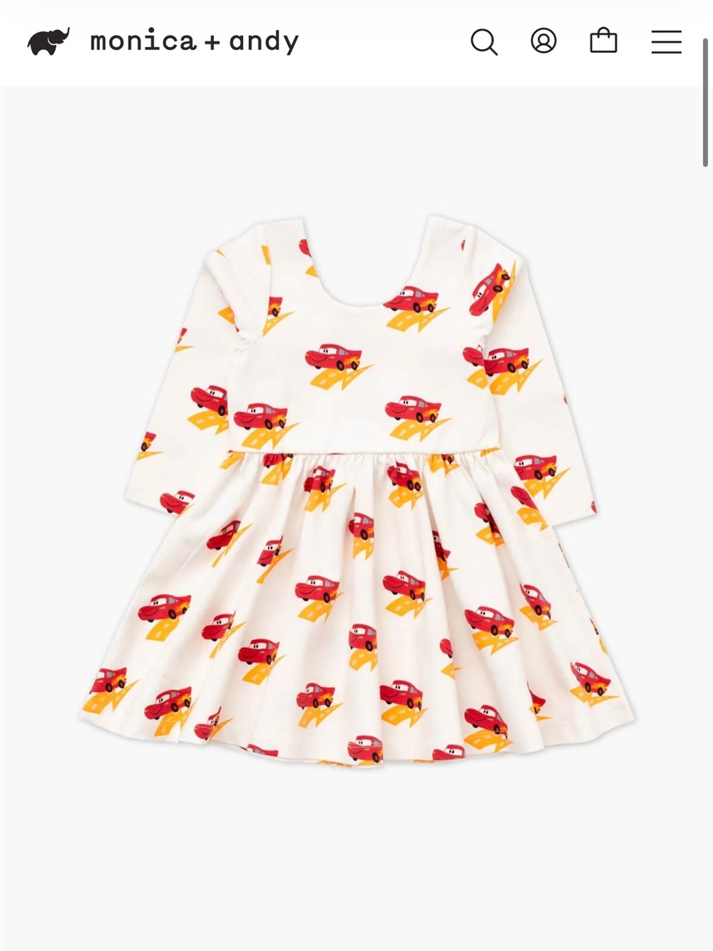 NWT Monica + Andy Long sleeve let’s dance dress lightning McQueen size 5 ❤️🏁🏎️